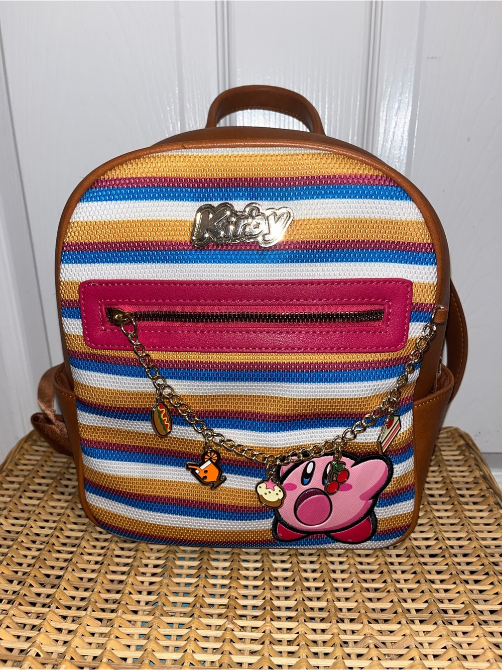 BIOWORLD NINTENDO Kirby striped charm mini backpack